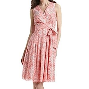 Coral Wrap Sleeveless Dress